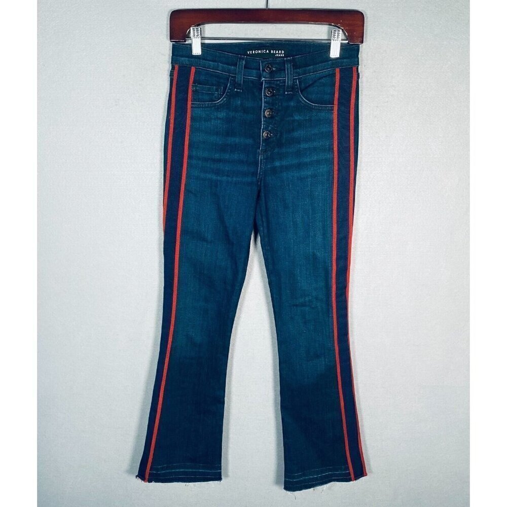 Veronica Beard Jeans Womens 26 Blue Denim Dark Wash Button Fly Flare